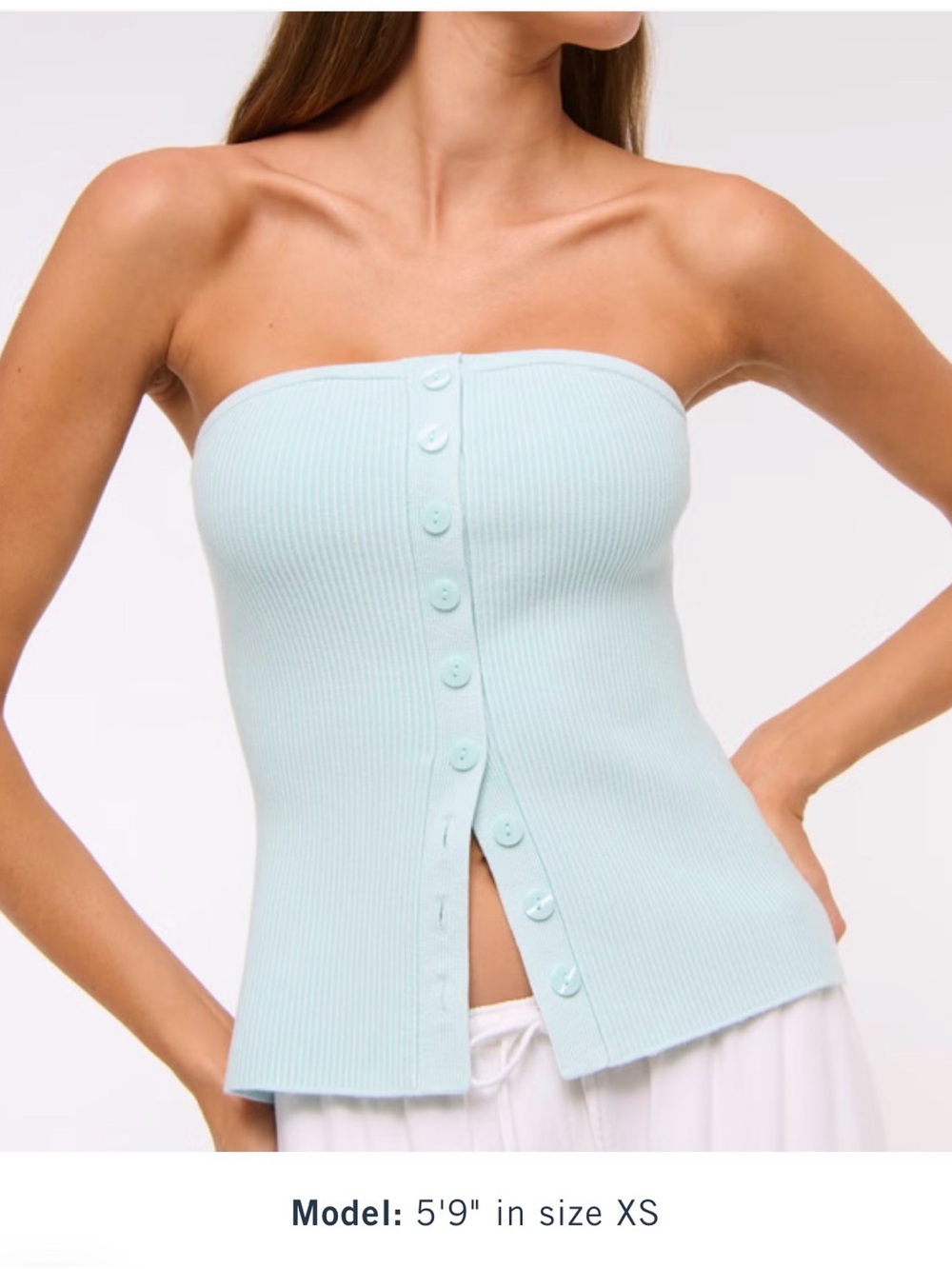 NWT Abercrombie & Fitch Light Aqua Ribbed Strapless Top